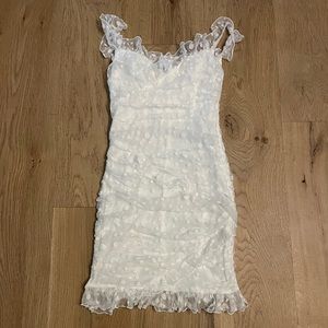 Selfie Leslie White Polka Dot Tank Mini Dress Size Medium 6 NWOT!